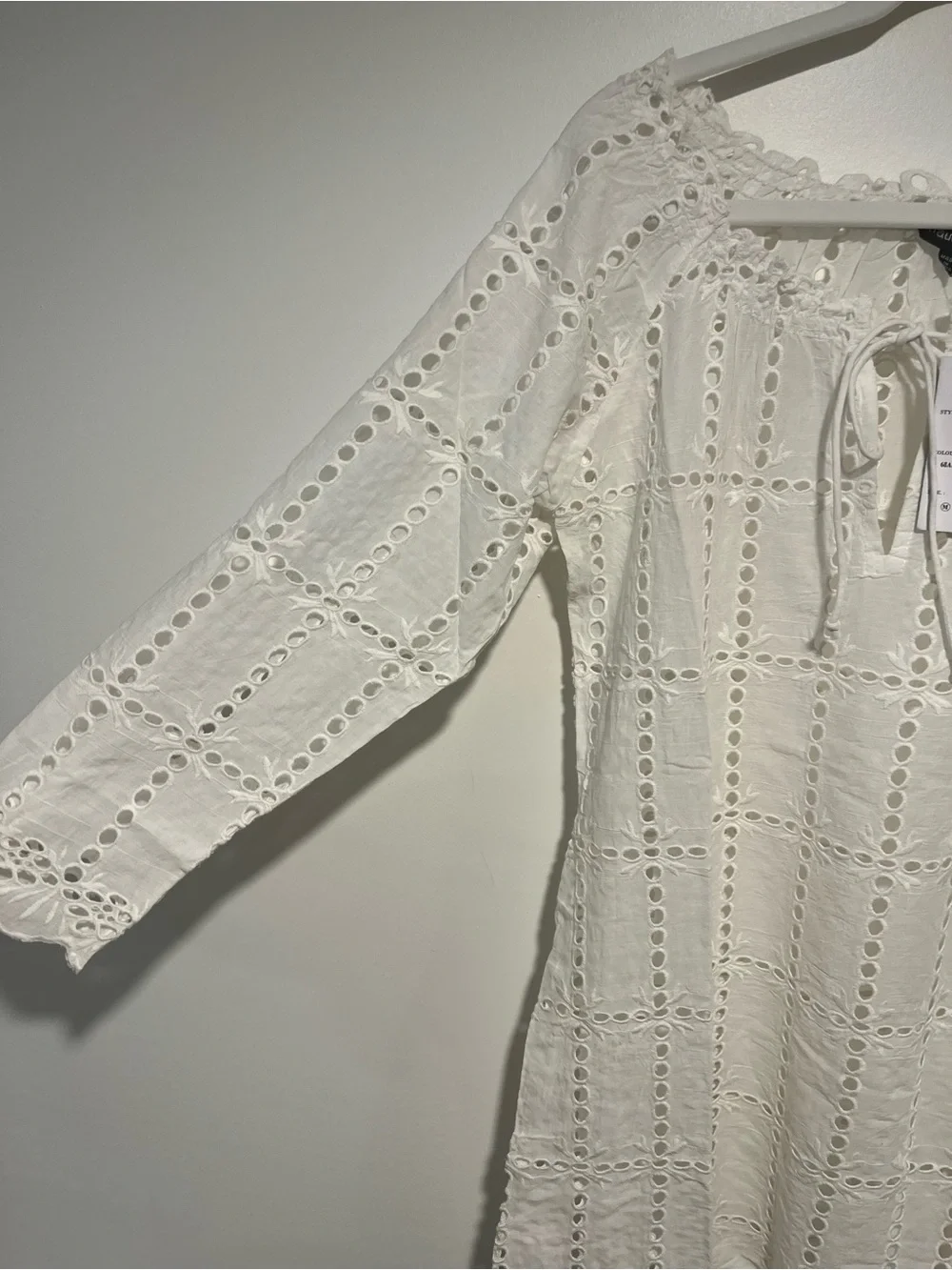 White Eyelet 100% Cotton Tie-Neck Swim Coverup